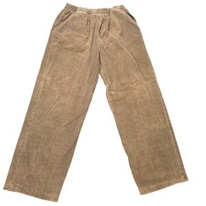 Erika Straight Leg Corduroy Pants Women's Size M Brown Elastic Waist Cotton